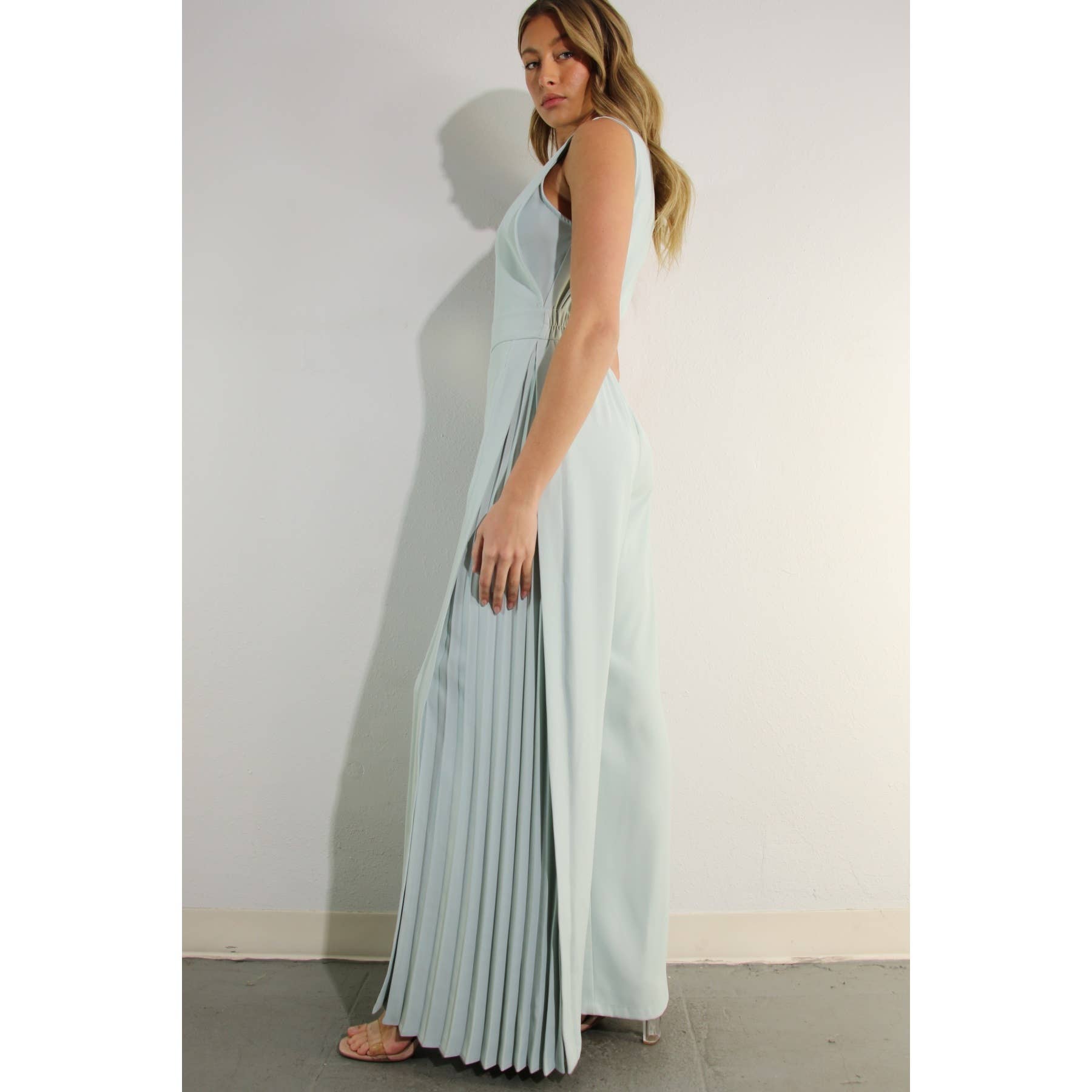 Mint To Be Pleated Jumpsuit
