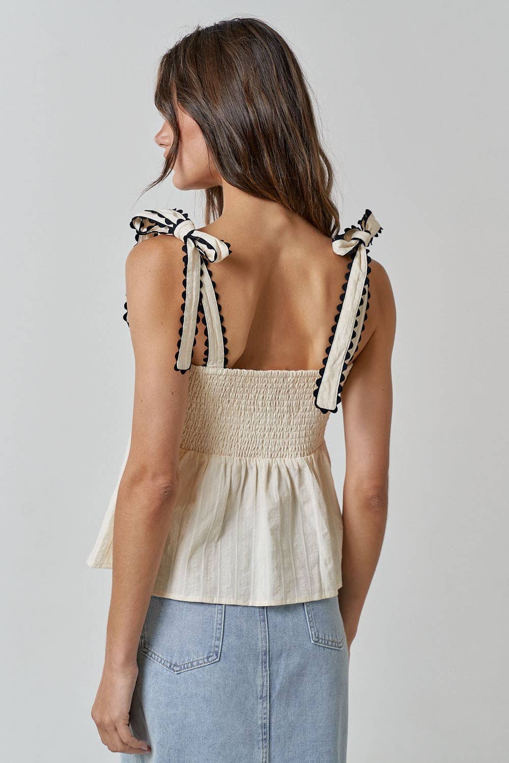 Call Me Yours Scallop Trim Bow Tank Top