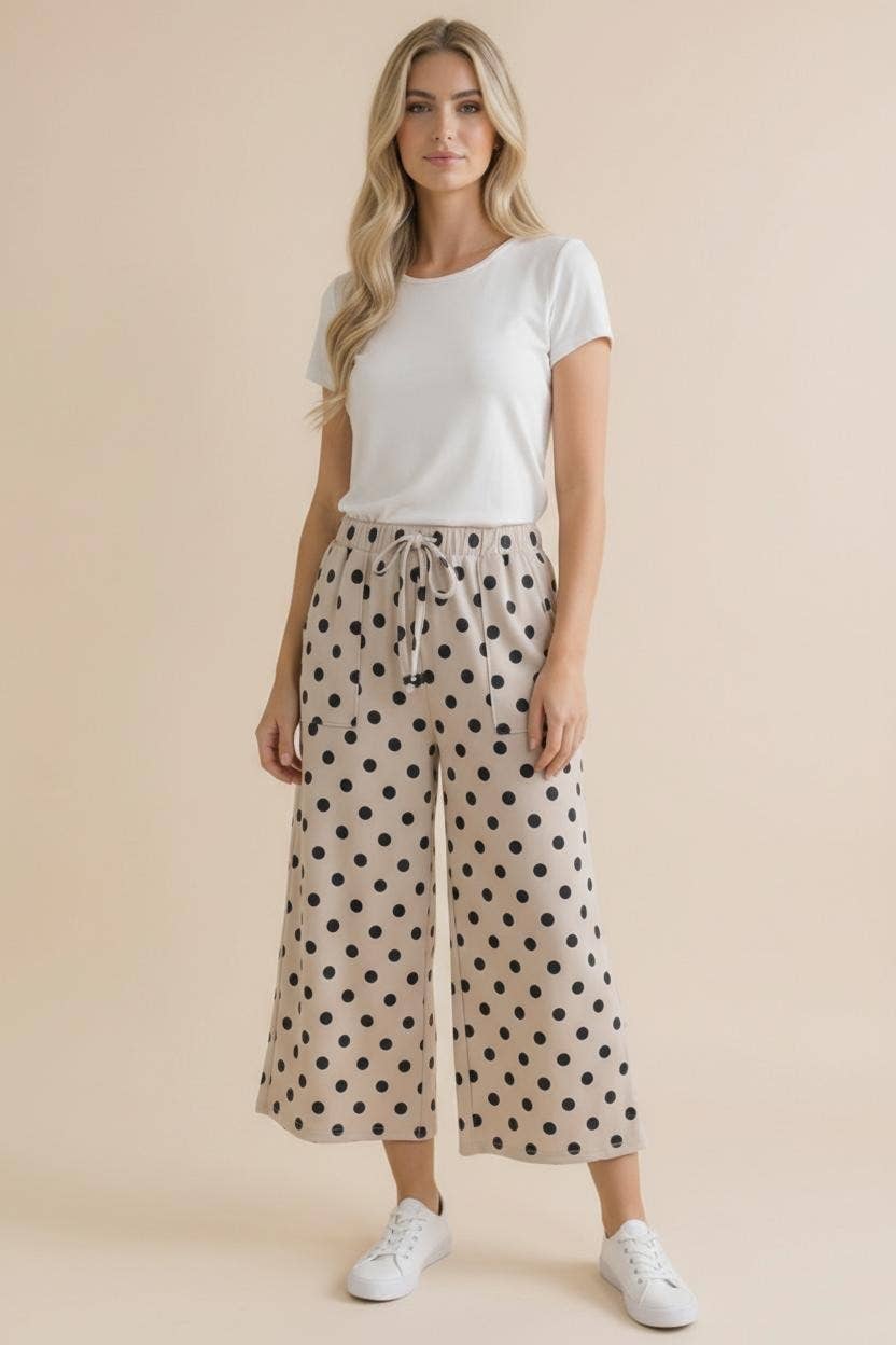 Elastic Waist Polka Dot Pants