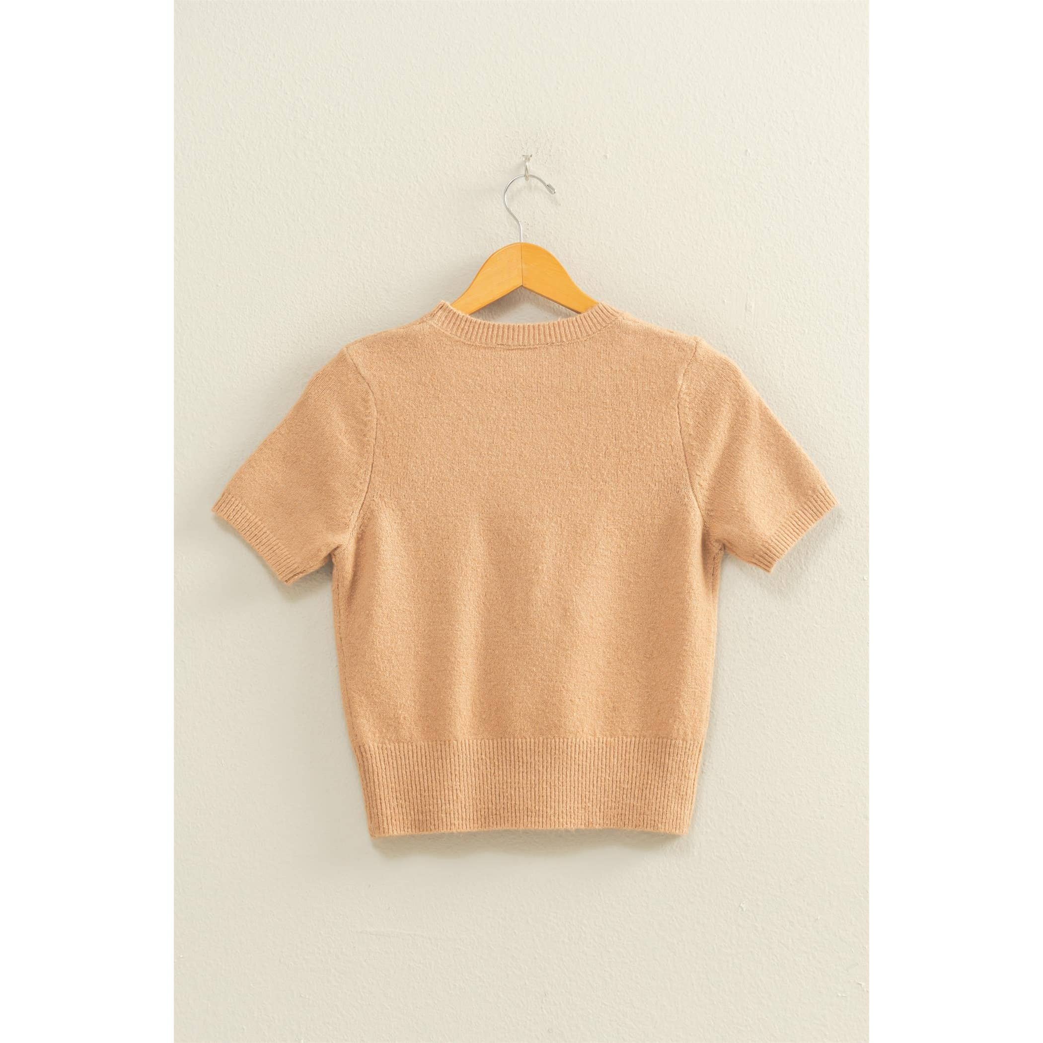 A Touch of Coziness Short Sleeve Sweater Top