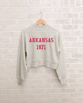 Load image into Gallery viewer, Arkansas College Block Puff Ink Gray Mock Neck Sweatshirt

