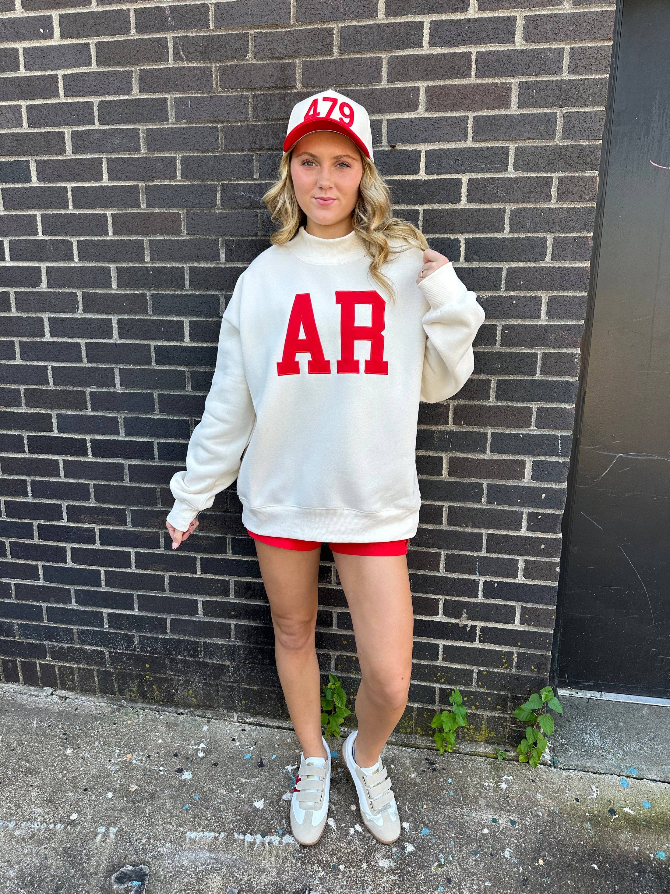 The AR Embroidered Heritage Arkansas Mockneck Sweatshirt