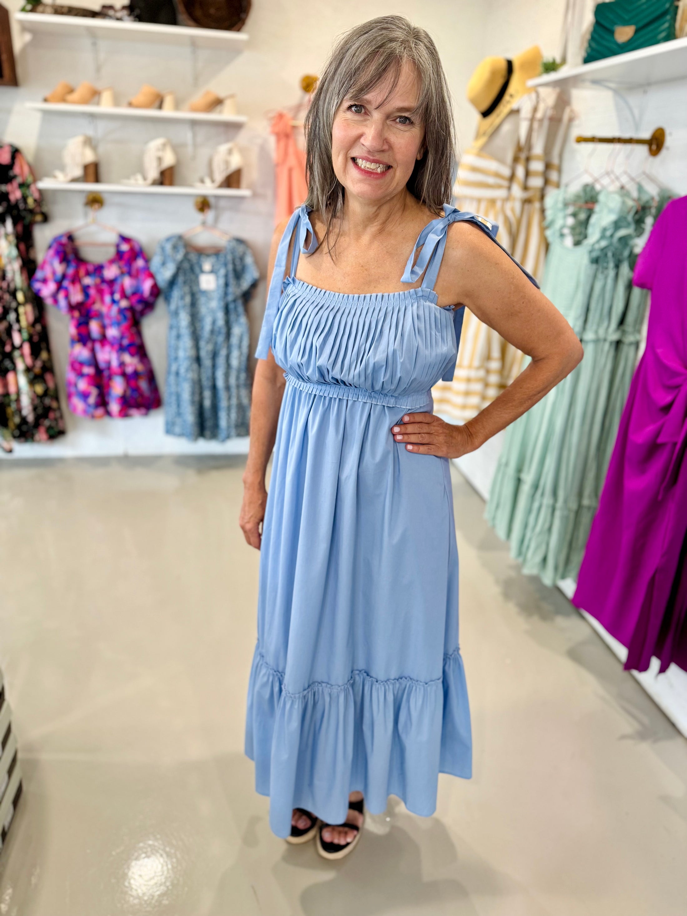 Lovely Day Blue Midi Dress