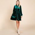 Load image into Gallery viewer, velvet dress long sleeve, long sleeve velvet dress short, women's long sleeve velvet dress, long sleeve velvet cocktail dress, boutique near me, Fayetteville AR, Downtown Springdale, NWA Boutique
