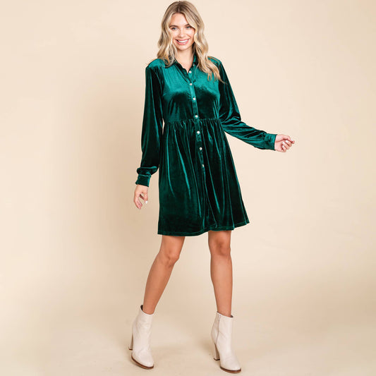 Isn’t She Lovely Velvet Shirt Dress