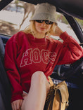 Load image into Gallery viewer, Arkansas Razorbacks Polka Dot Puff Wknd Mock Neck Sweatshirt
