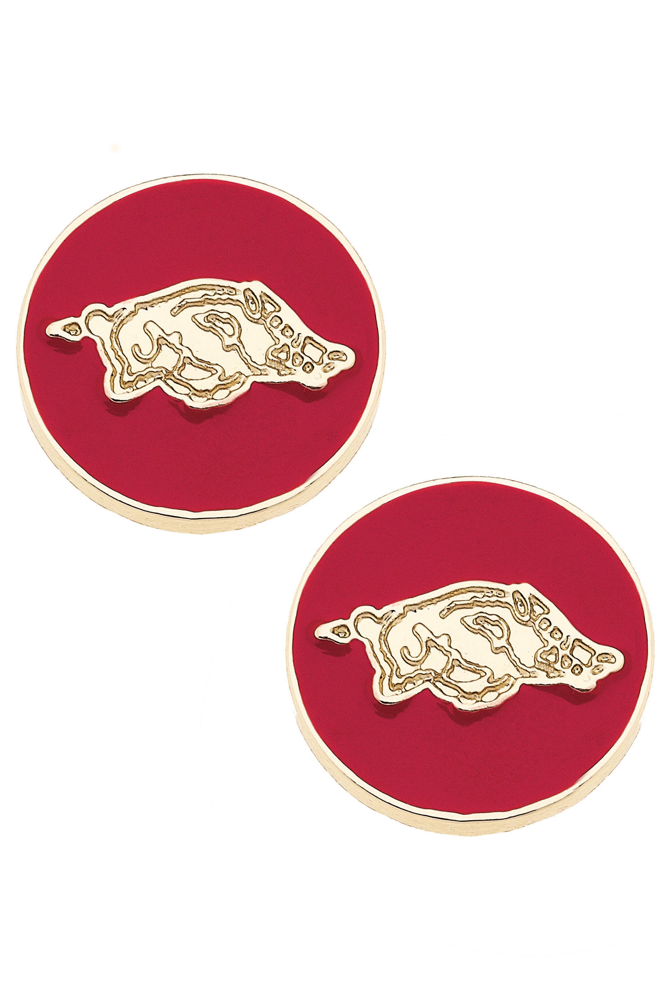 Arkansas Razorbacks Circle Stud Earrings