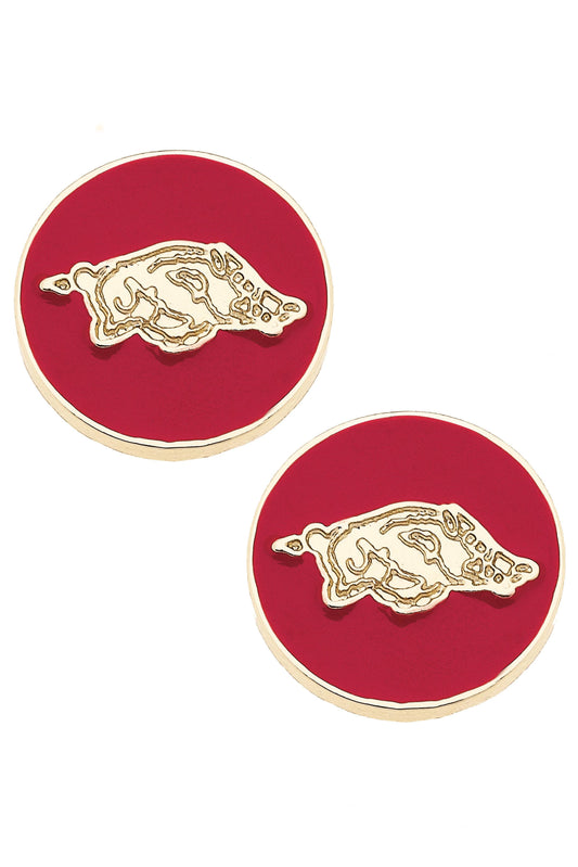 Arkansas Razorbacks Circle Stud Earrings