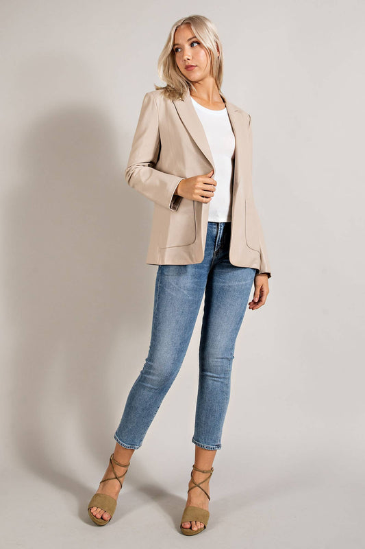 Maximum Chic Beige Leather Blazer