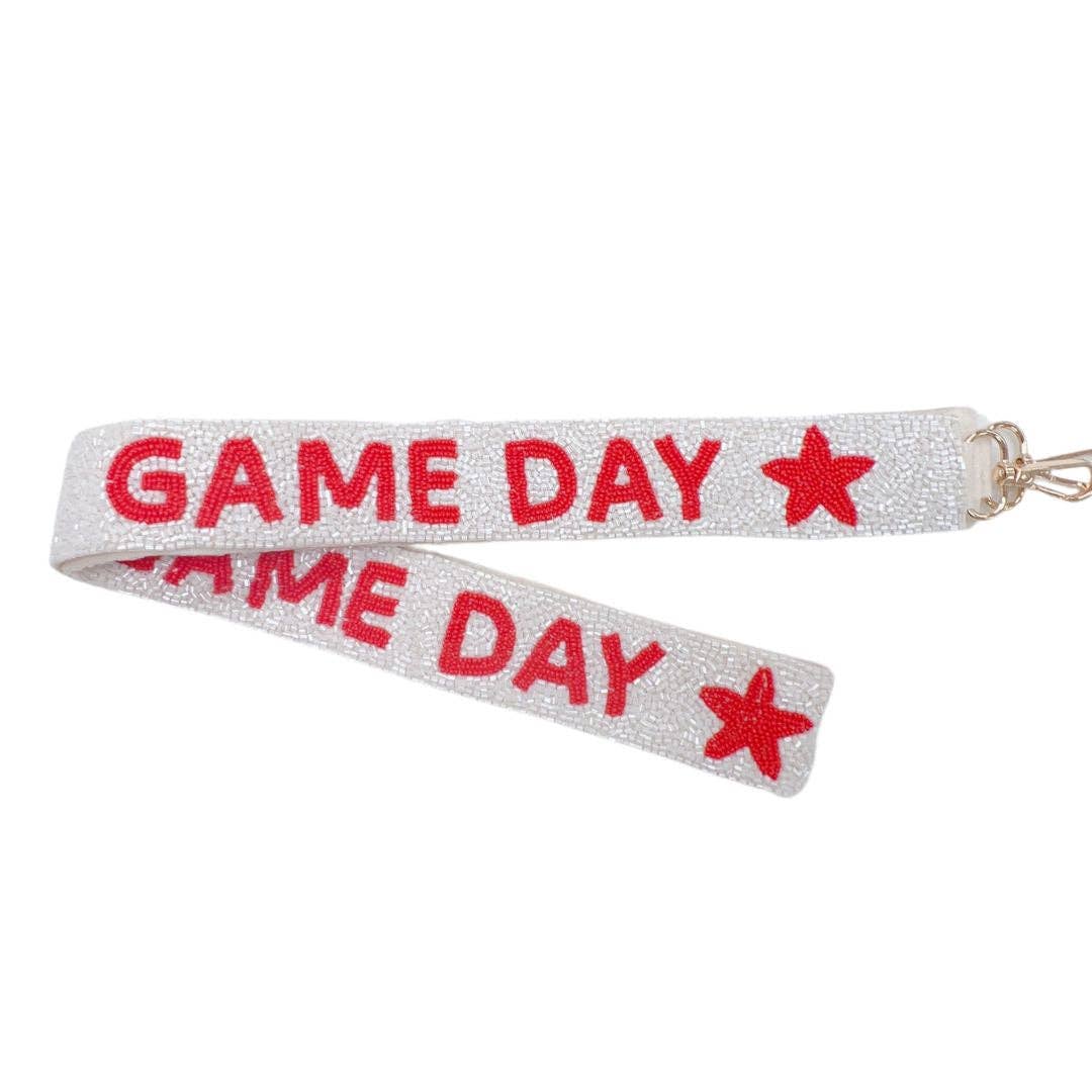 Game Day Red & White Beaded Strap