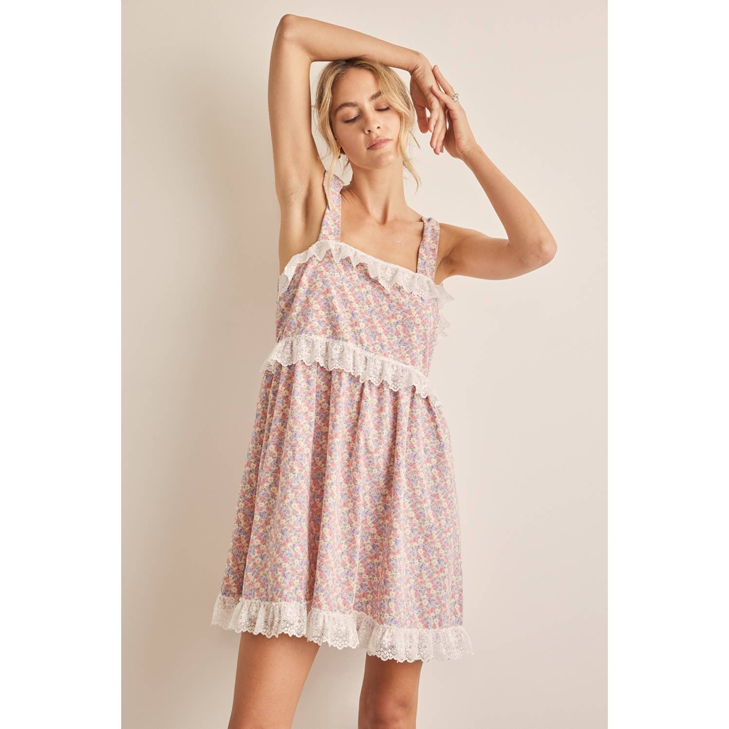 Simpler Times Floral & Lace Detail Dress