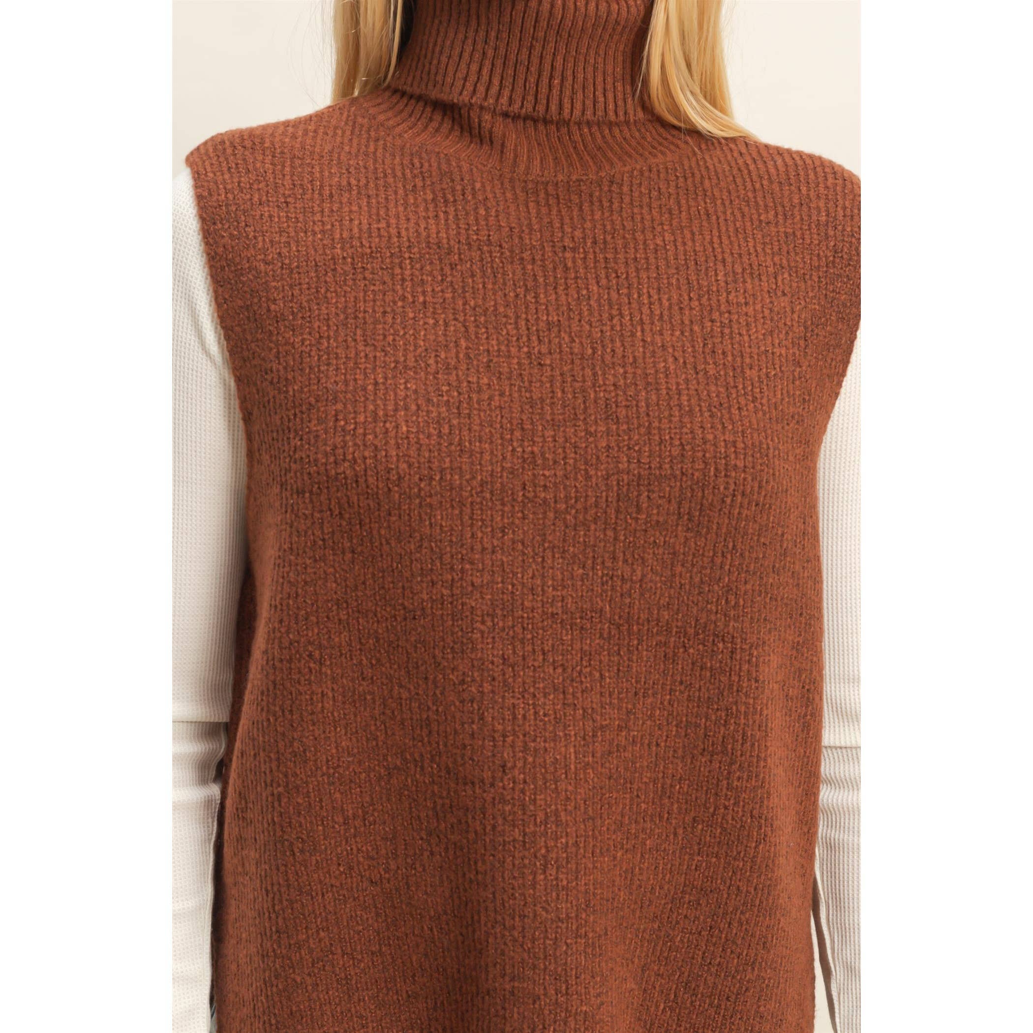 Layer on Warmth Sleeveless Turtleneck Sweater Vest