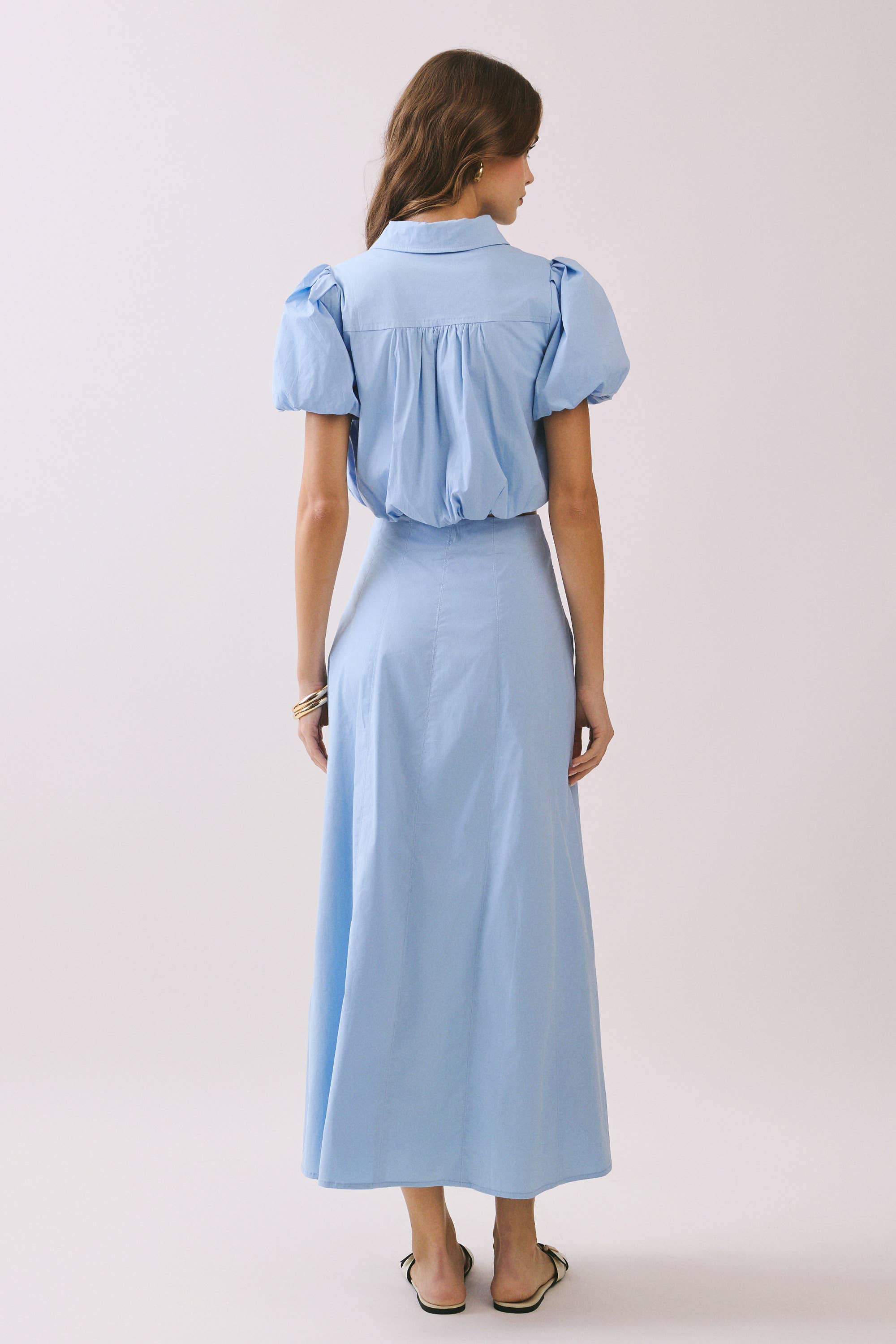 Contrast Topstitching Detail Maxi Skirt