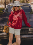 Load image into Gallery viewer, Arkansas Razorbacks Polka Dot Puff Wknd Mock Neck Sweatshirt
