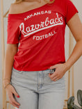 Load image into Gallery viewer, PRE-ORDER: My Elevated Varsity Off-Shoulder Razorback Tee
