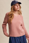 Load image into Gallery viewer, Cozy Creation Cable Knit V-Neck Sweater
