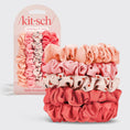 Load image into Gallery viewer, Kitsch | Ruched Satin Scrunchies 5pc Set - Assorted Cherry Blossom

