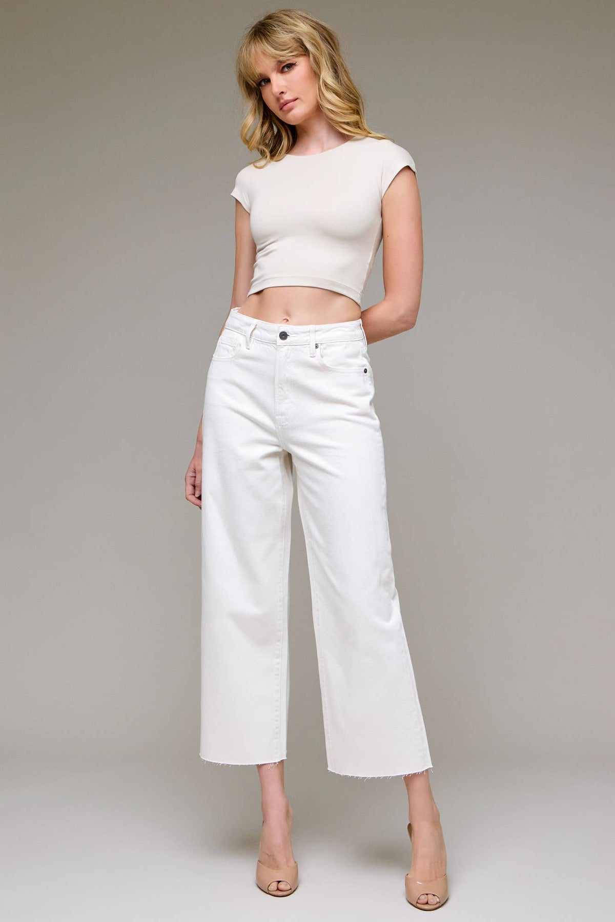 Hidden Jeans: White Wideleg Jeans