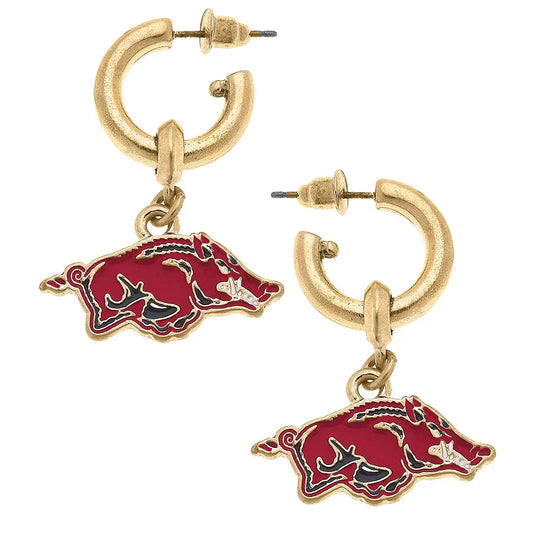 Razorback Jewelry | Arkansas Razorback Drop Hoop Earrings