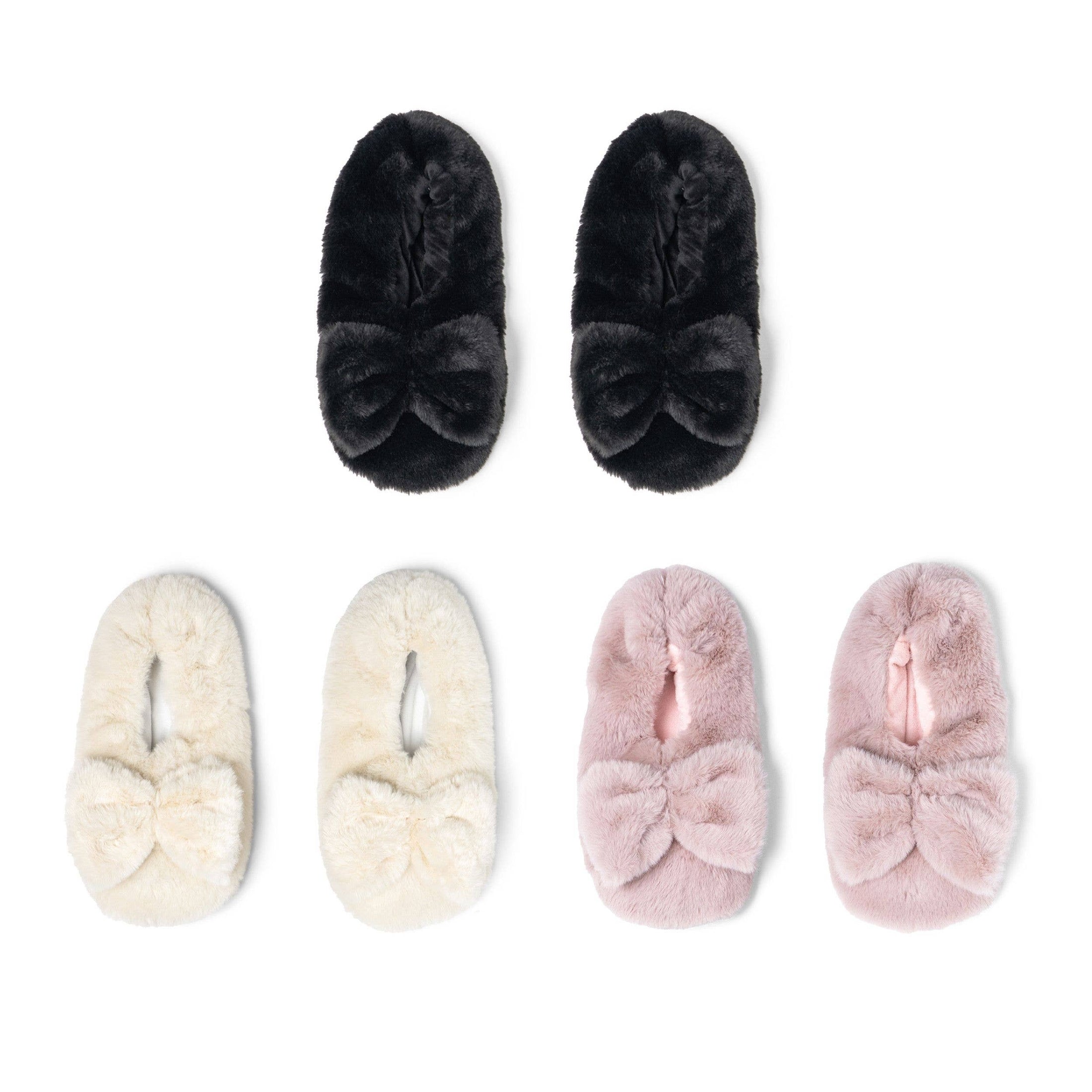 Hello Mello Cuddlers microwavable slippers in a plush feminine hue, featuring weighted maifan stone beads for relaxation; available at Whimsy Whoo, a top boutique in Fayetteville, Arkansas.