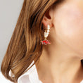 Load image into Gallery viewer, Razorback Jewelry | Arkansas Razorback Pearl Hoop Earrings
