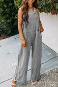 Load image into Gallery viewer, gray jumpsuit, wideleg jumpsuit, fall jumpsuit, fall overalls, lightweight overalls, shopping in fayetteville ar, fayetteville ar boutique store
