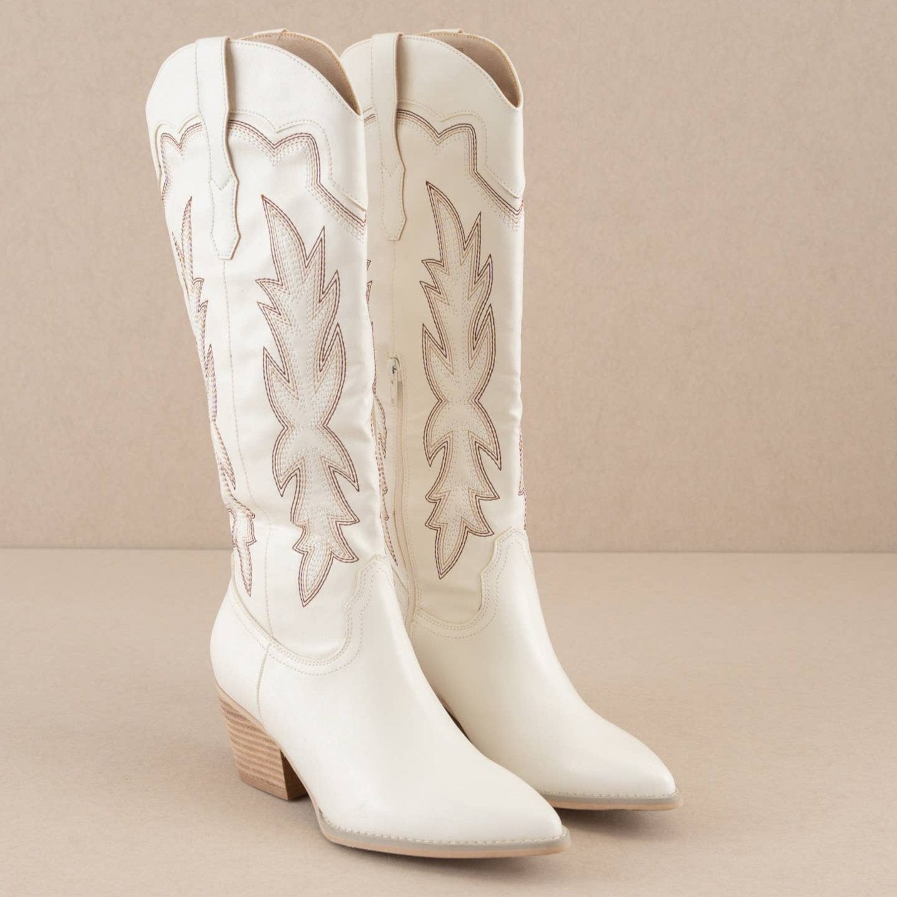 Long White Cowgirl Boots. Trendy Cowgirl Boots near me. Springdale. Down Springale