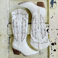 Load image into Gallery viewer, Shoe Store. White Cowgirl Boots. Razorback Fashion. Razorback Store. Long White Boots, Boots at a shoe store near me. Fayetteville Clothing store. Northwest Arkansas Boutique. Online Boutique Store. Shoe Boutique store. 
