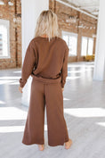 Load image into Gallery viewer, brown matching set, brown textured matching set for women, textured matching set for women, long sleeve matching set, co-or matching set, co-ord, co-ord set, two piece sets, brown set, matching sets for women, woman two piece set, 2 piece outfit women, clothing set, women's two piece set, liam & co clothing, boutique near me
