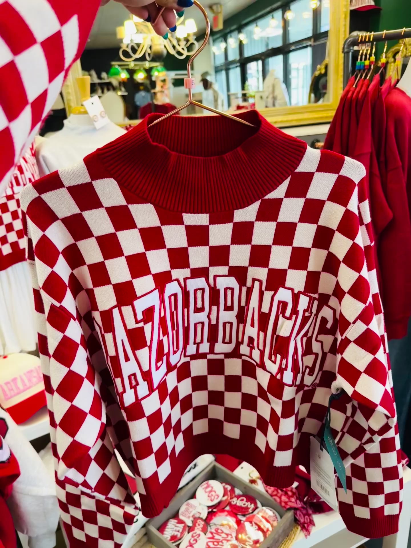 Razorback-checkered-sweater-razorback-mock-neck-sweater-razorback-store-fayetteville
