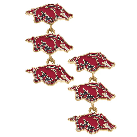 Razorback Jewelry | Arkansas Razorback Triple Hog Dangle Earrings