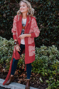 Load image into Gallery viewer, red cardigan, red popcorn cardigan, soft cardigan, fall cardigan, popcorn fabric outerwear, cozy cardigan, soft cardigan, warm cardigan, boutique near me, store springdale
