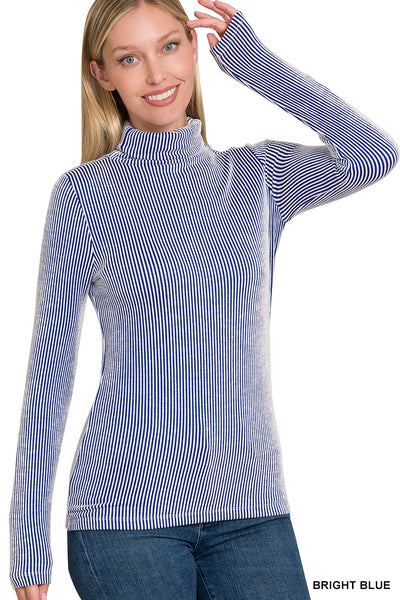 blue ribbed turtleneck, ribbed turtleneck, ribbed shirt, ribbed top, zenana clothing, zenana top, zenana ribbed top, shopping near me fayetteville ar