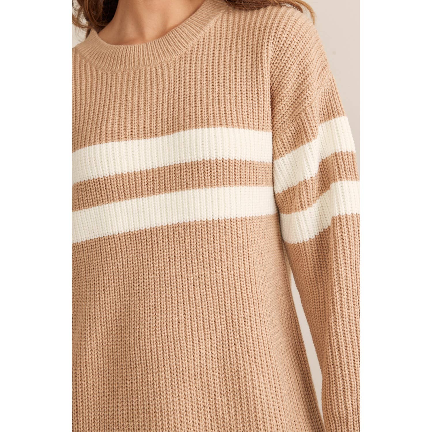 brown sweater dress, tan sweater dress, striped sweater dress, casual sweater dress, casual winter dress, casual fall dress, dress shop near me, dress store near me springdale, arkansas boutique store