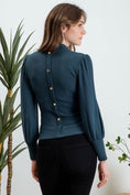 Load image into Gallery viewer, Blu pepper clothing, blu pepper top, blu pepper brand, teal mock neck, teal turtle neck, hunter green top, hunter green turtle neck, ribbed top, ribbed turtle neck, springdale ar boutique store
