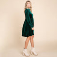 Load image into Gallery viewer, velvet dress long sleeve, long sleeve velvet dress short, women's long sleeve velvet dress, long sleeve velvet cocktail dress, boutique near me, Fayetteville AR, Downtown Springdale, NWA Boutique
