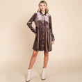 Load image into Gallery viewer, velvet dress long sleeve, long sleeve velvet dress short, women's long sleeve velvet dress, long sleeve velvet cocktail dress, boutique near me, Fayetteville AR, Downtown Springdale, NWA Boutique
