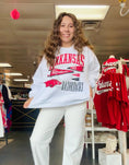 Load image into Gallery viewer, Women’s vintage pennant Arkansas Razorback sweatshirt from Whimsy Whoo Boutique in Fayetteville, perfect for University of Arkansas football game days.
