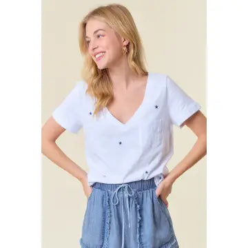 women's summer tops, short sleeve women's summer tops, women's short sleeve t-shirtsstar t-shirt womens, clothing stores near me, shopping near me, boutique near me, downtown Springdale