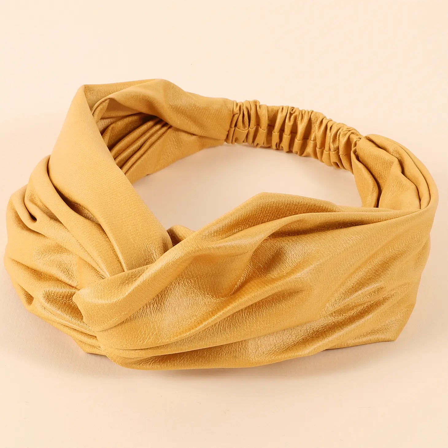Faux Leather Solid Twisted Headband