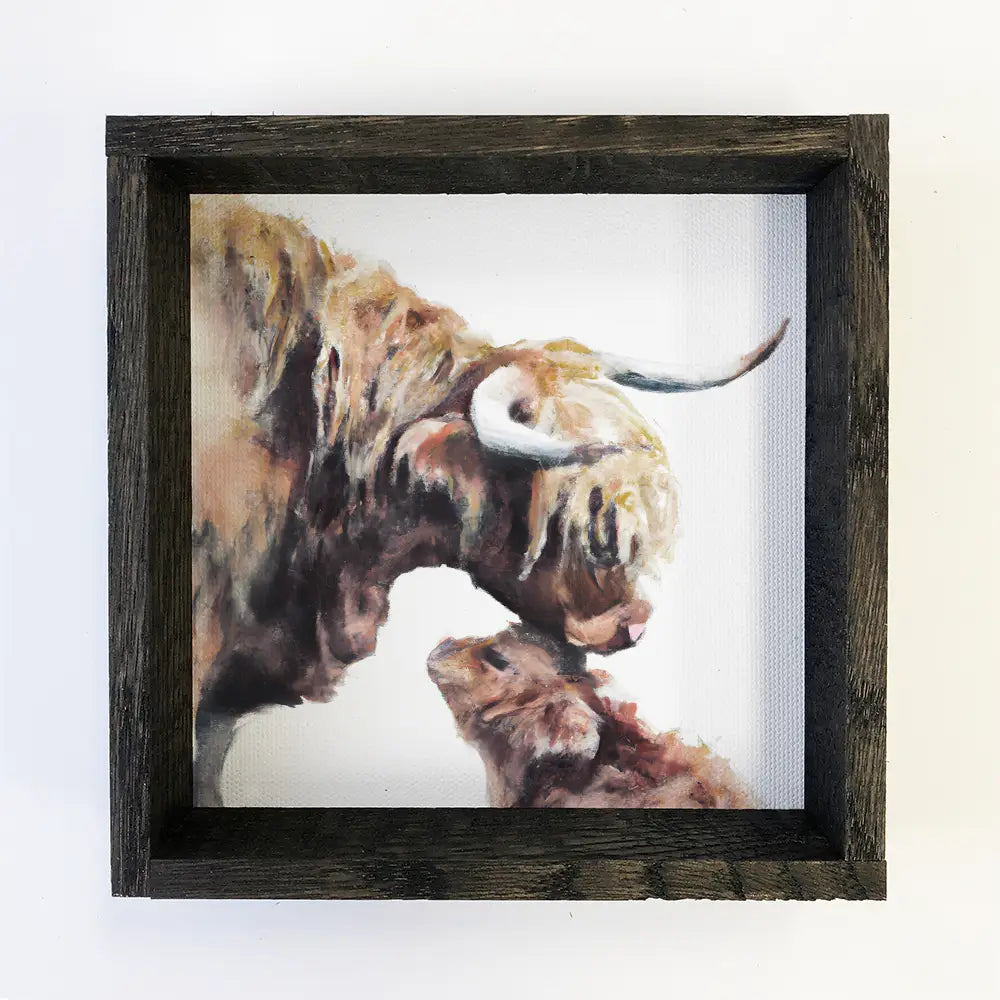 Mom and Baby Highland Cow Wall Art