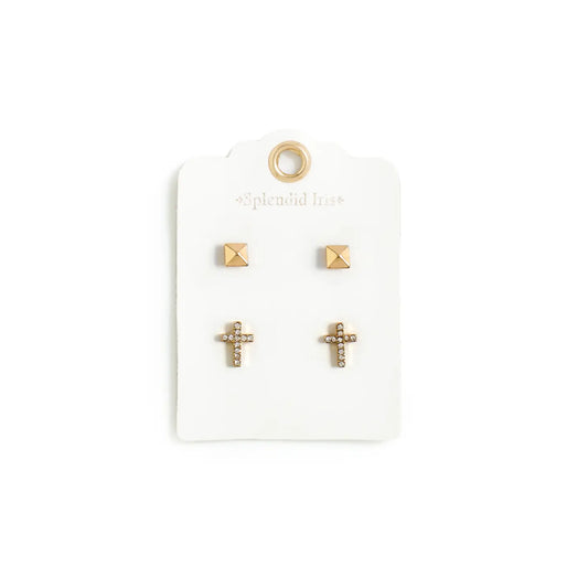 FaithFull Silver & Gold Cross Earring Gift Set