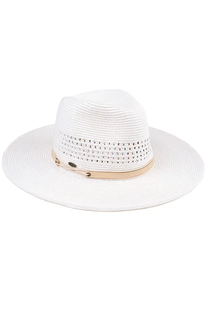 C.C | Vegan Leather String Straw Panama Hat