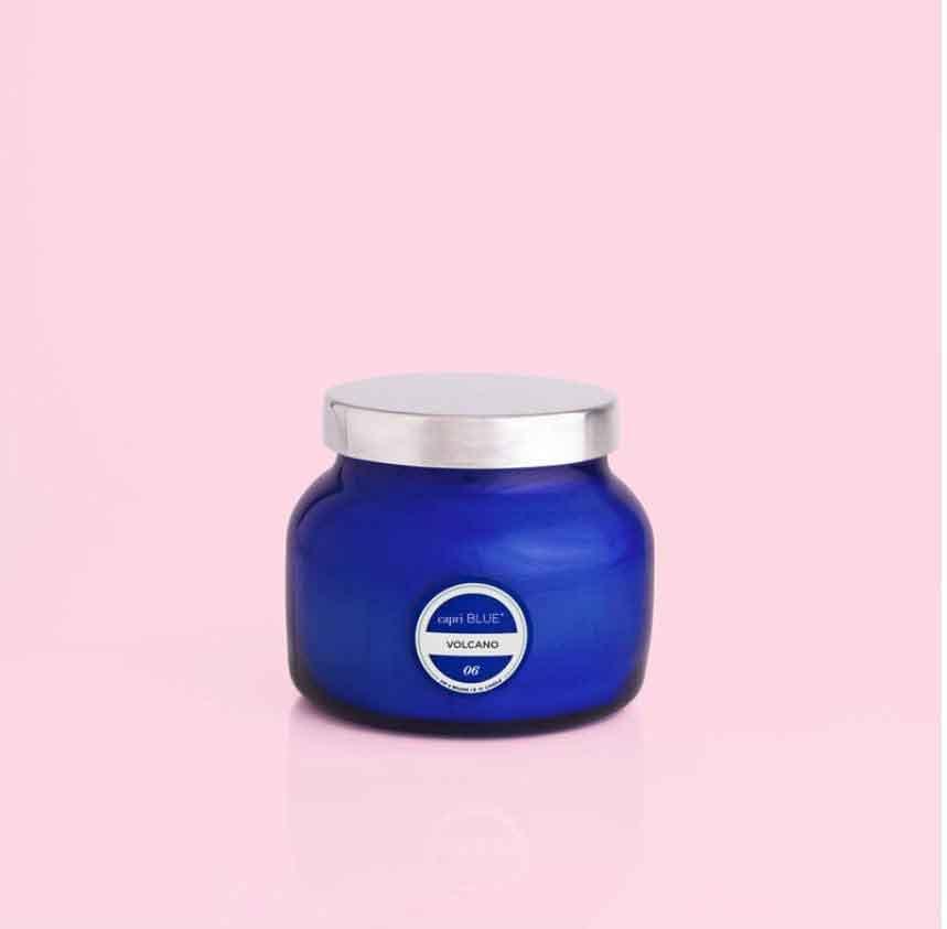 Fill your space with the iconic Volcano fragrance in this cobalt blue petite jar that is easy on the eyes and wallet