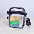 Load image into Gallery viewer, Clear Cross Body Stadium Bag, with black strap measurements : 7.7" x 6" (stadium approved!)
