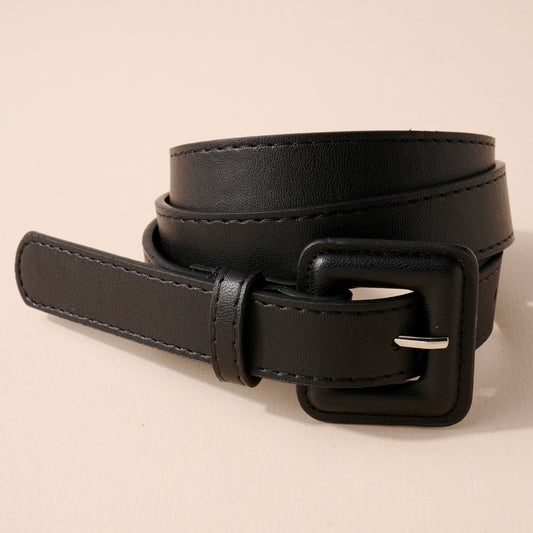 Square Buckle Vegan Leather Belt