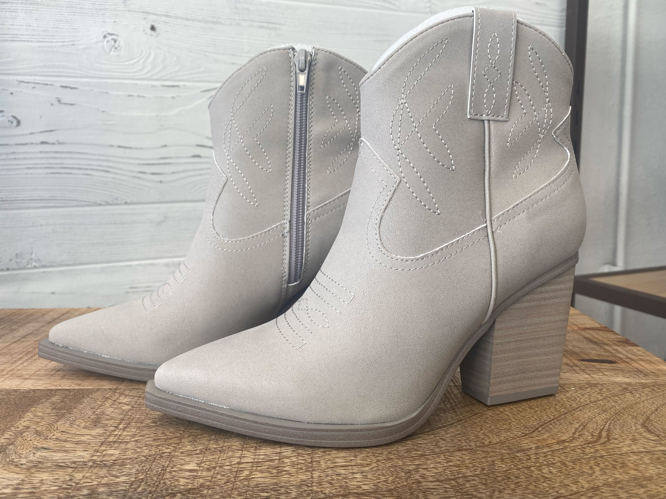 Mia Spring Ankle Booties, Ash Color, Side View