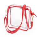 Load image into Gallery viewer, Red Clear Stadium Purse, measurements : 8" x 6" x 2" 
