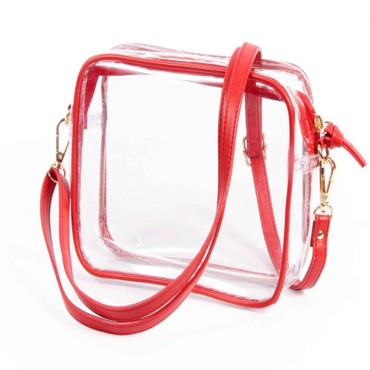 Red Clear Stadium Purse, measurements : 8" x 6" x 2" 